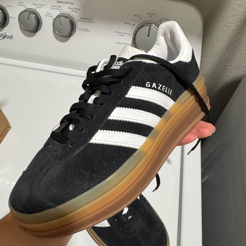 Adidas Gazelle Black White and Tan Sneakers